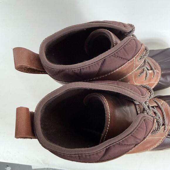 L.L. Bean Mid-Calf Duck Boots Women's 8.5 Brown Leather Lace-Up Insulated - Picture 9 of 10